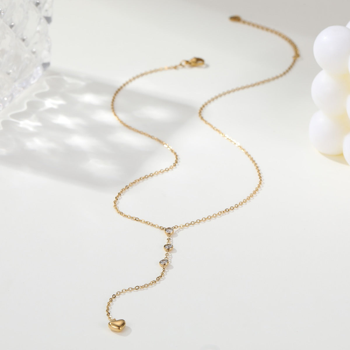 Ilaria Heart Drop Gold Necklace