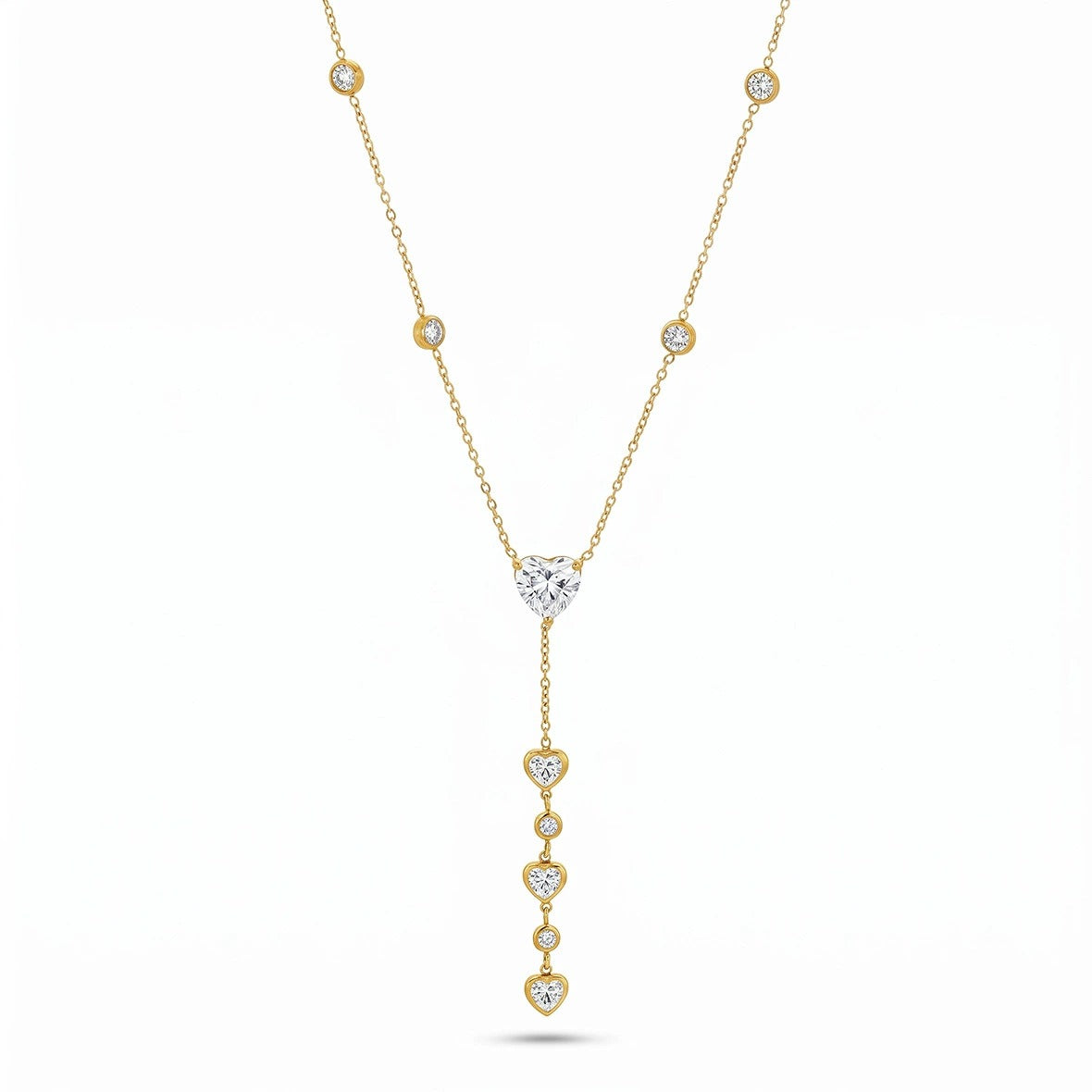 Justine Heart Cascade Gold Necklace