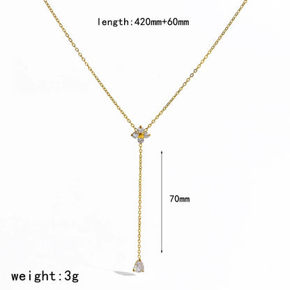 Marguerite Flower Lariat Gold Necklace