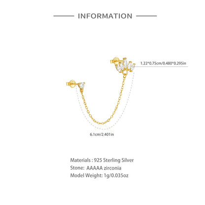 Marquise Crown Crystals Gold Earring