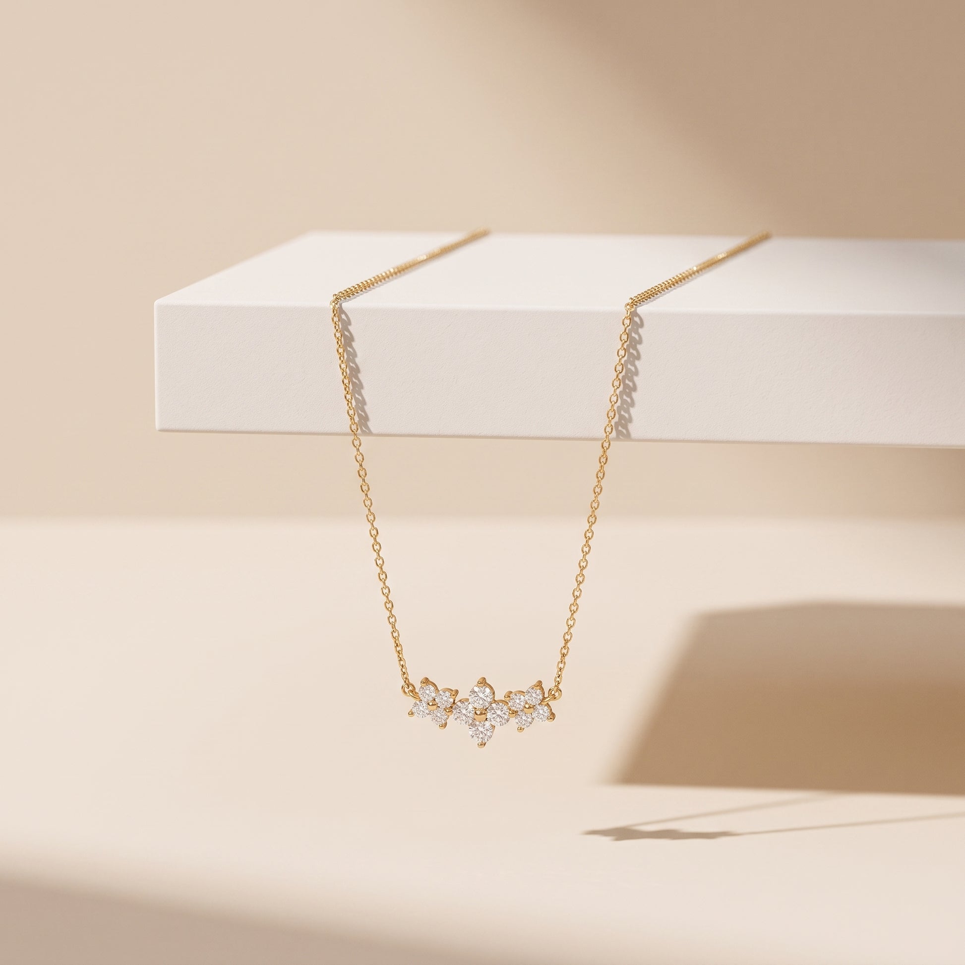 Annette Crystal Floral Bar Gold Necklace - Joie d’Or