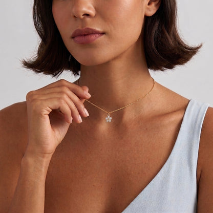 Céleste Petite Crystal Flower Gold Necklace - Joie d’Or
