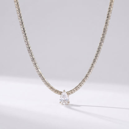 Aurelia Pear Cut Zircon Chain Silver Necklace - Joie d’Or