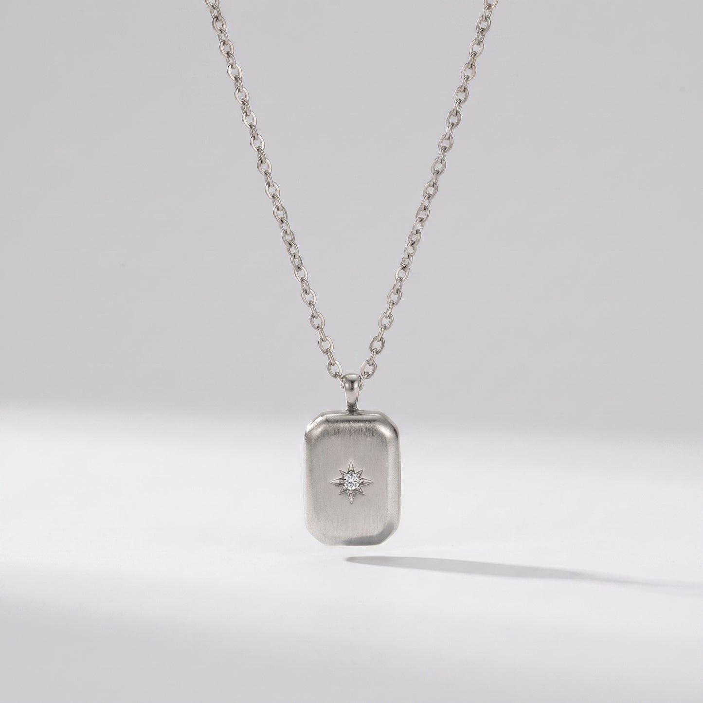 Celeste Vintage Geometric Tag Crystal Silver Necklace - Joie d’Or