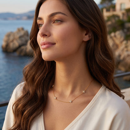 Agathe Four-Petal Floral Gold Necklace - Joie d’Or