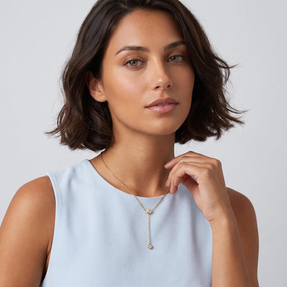 Elise Crystal Lotus Drop Gold Necklace