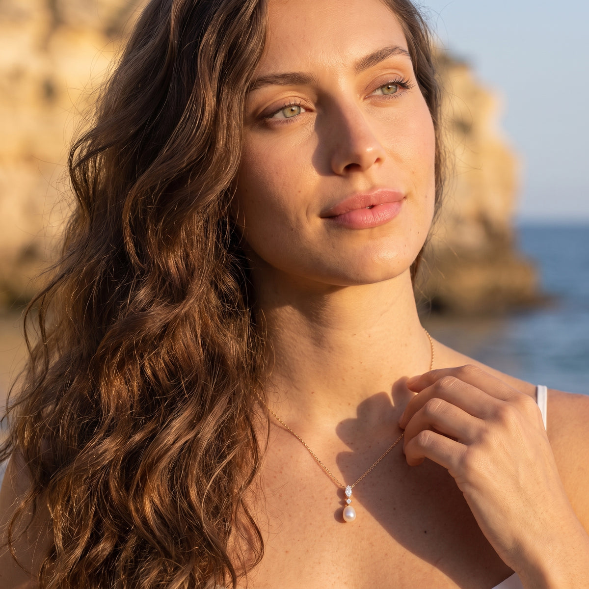 Emilia Marquise Pearl Gold Necklace