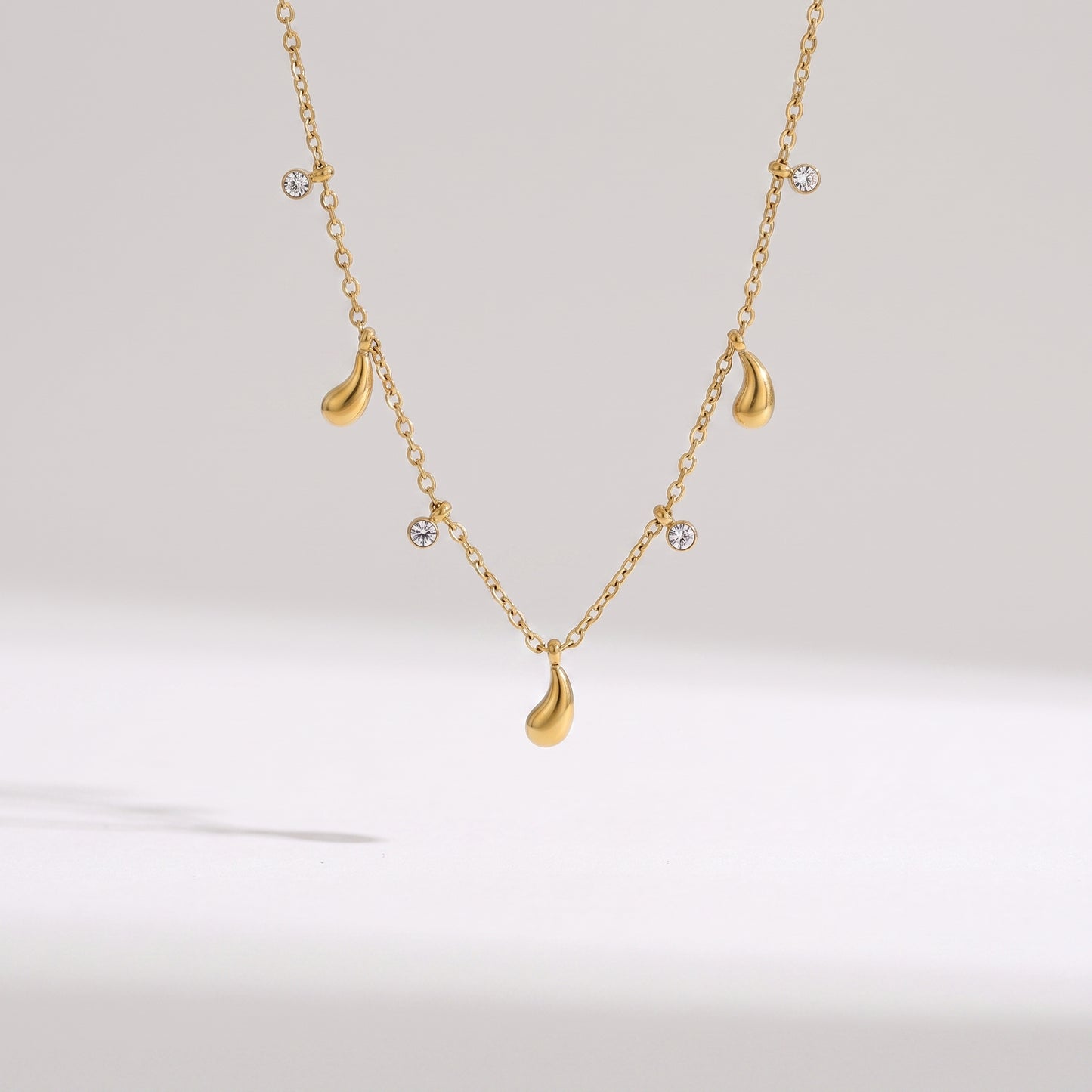 Aveline Teardrop Crystal Charm Gold Necklace - Joie d’Or