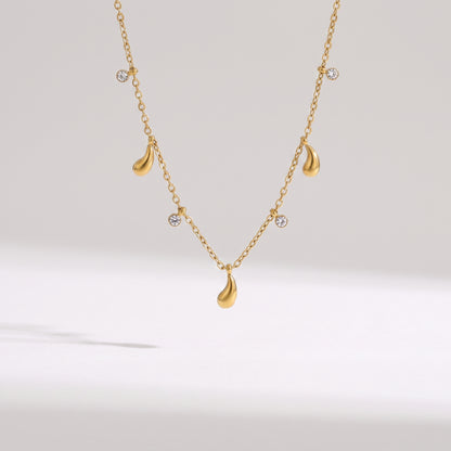 Aveline Teardrop Crystal Charm Gold Necklace - Joie d’Or