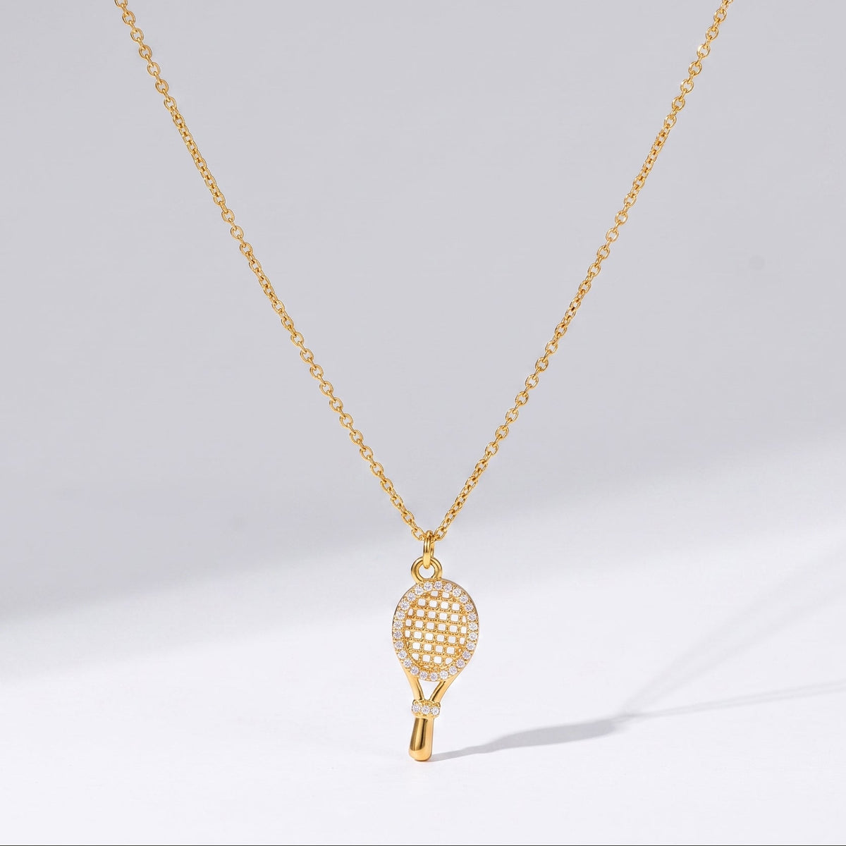 Flavia Sparkling Tennis Racket Charm Necklace - Joie d’Or
