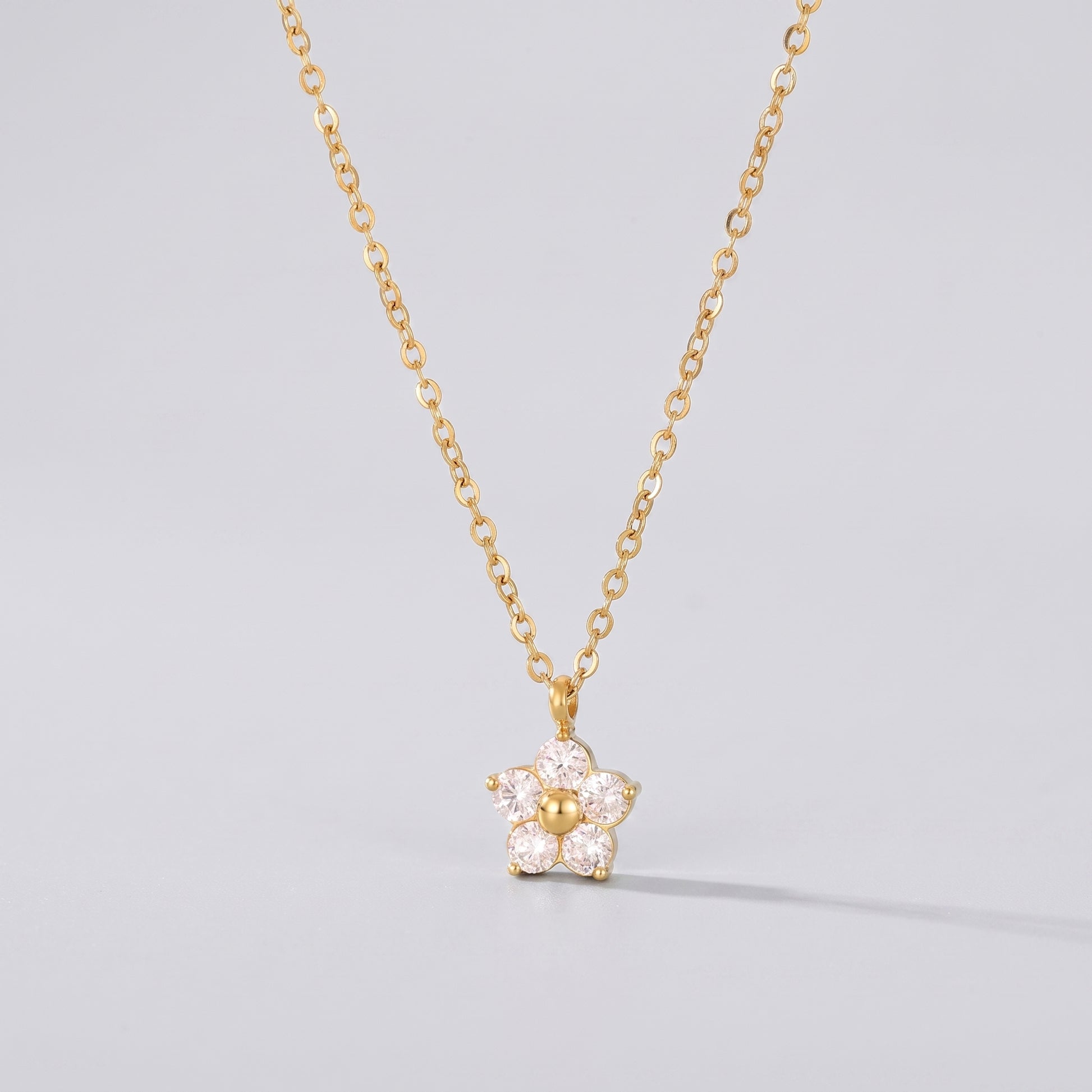 Céleste Petite Crystal Flower Gold Necklace - Joie d’Or