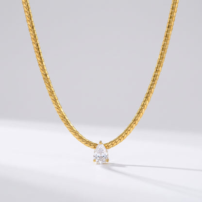 Aurelia Pear Cut Zircon Chain Gold Necklace - Joie d’Or