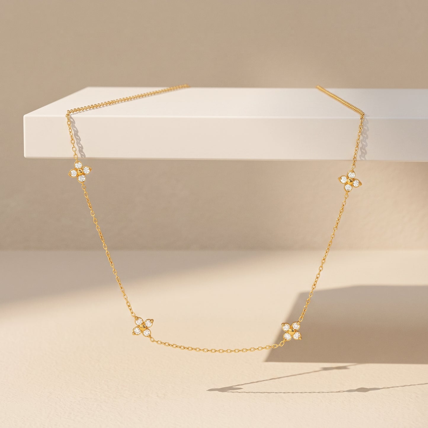 Agathe Four-Petal Floral Gold Necklace - Joie d’Or