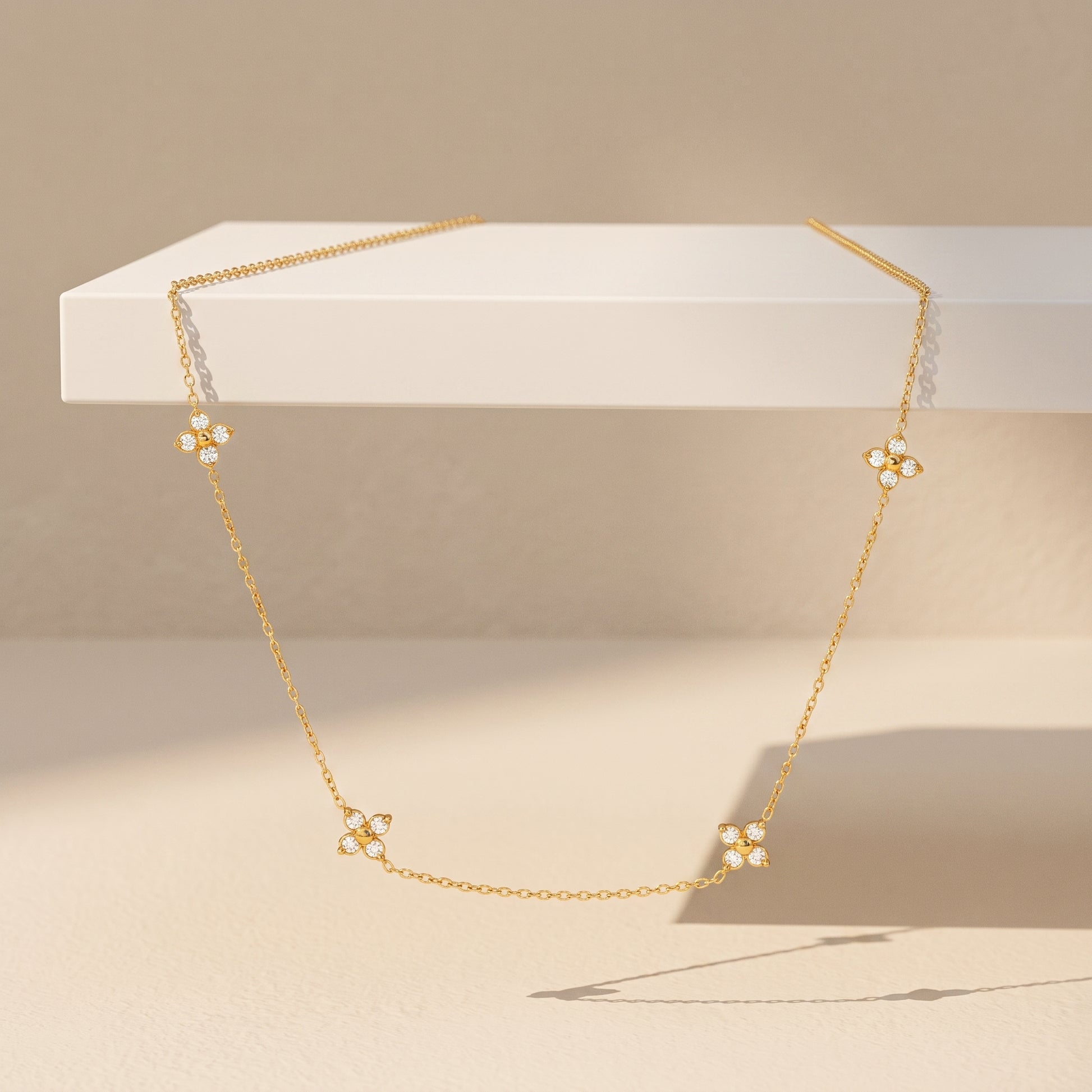 Agathe Four-Petal Floral Gold Necklace - Joie d’Or