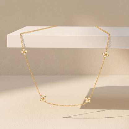 Agathe Four-Petal Floral Gold Necklace - Joie d’Or