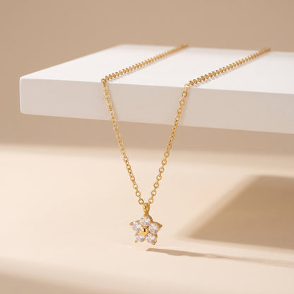 Céleste Petite Crystal Flower Gold Necklace - Joie d’Or