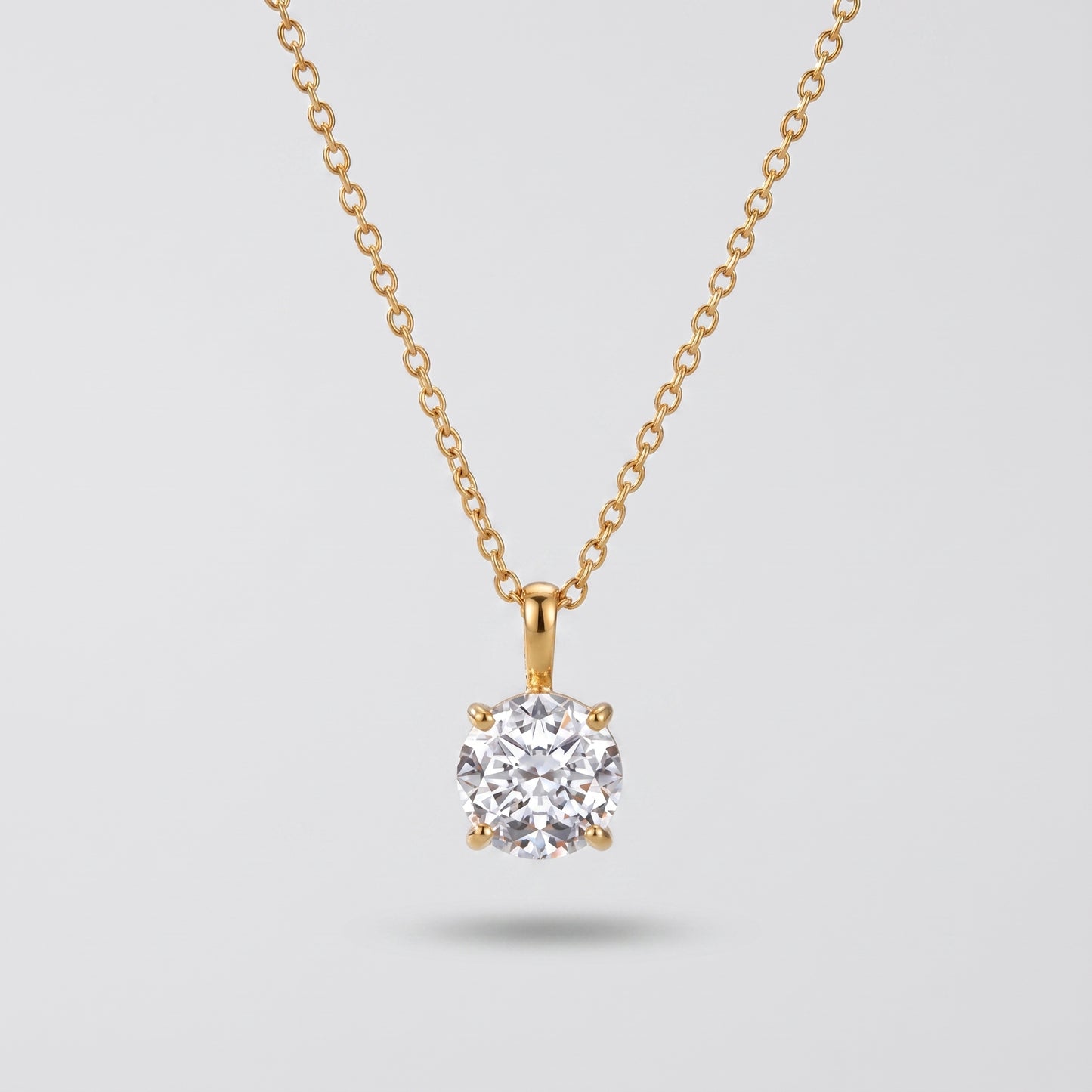 Elise Elegant Round Zircon Solitaire Necklace - Joie d’Or
