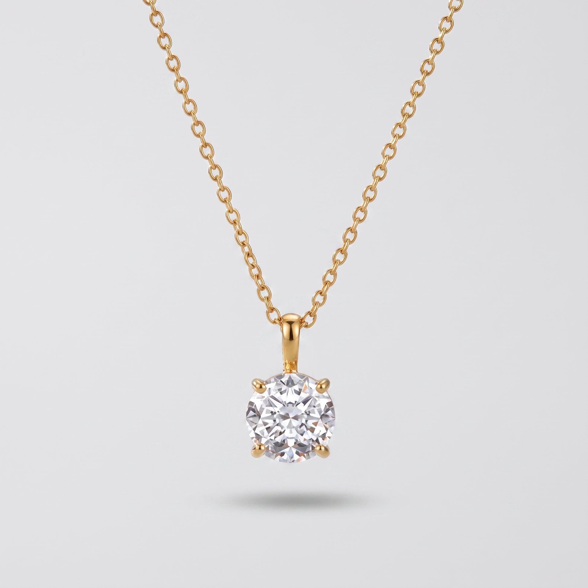 Elise Elegant Round Zircon Solitaire Necklace - Joie d’Or