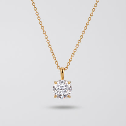 Elise Elegant Round Zircon Solitaire Necklace - Joie d’Or
