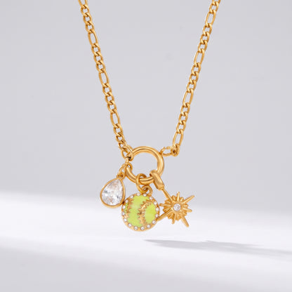 Flavia Tennis Charm & Starburst Gold Necklace - Joie d’Or