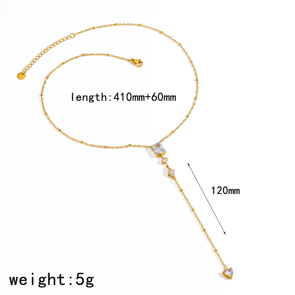 Constance Emerald-Cut Lariat Gold Necklace
