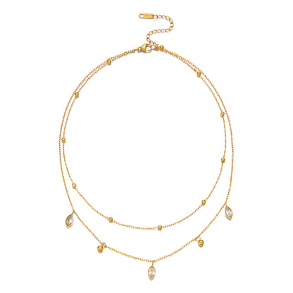 Lucette Layered Marquise Gold Necklace