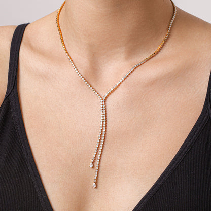 Lavinia Pear Tennis Gold Necklace