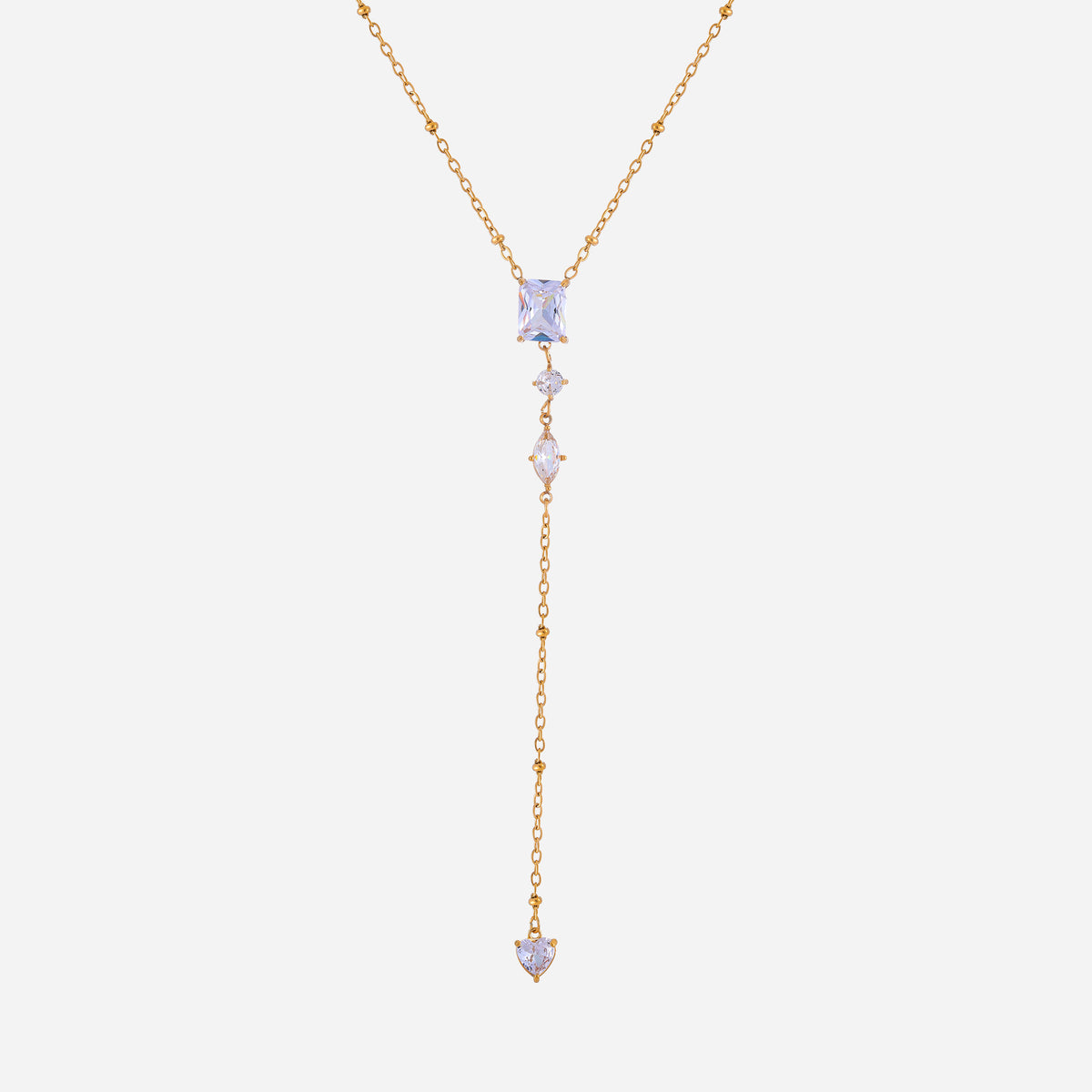 Constance Emerald-Cut Lariat Gold Necklace
