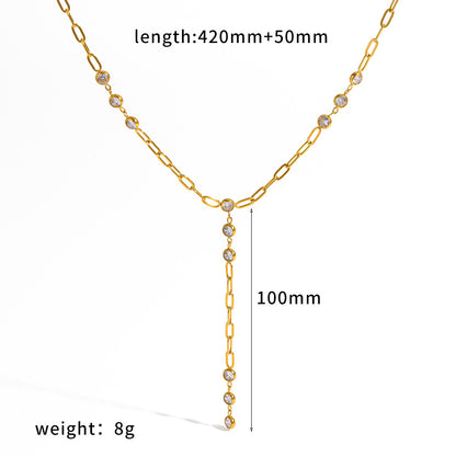 Rosalba Paperclip Lariat Gold Necklace