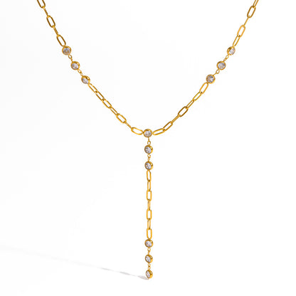 Rosalba Paperclip Lariat Gold Necklace