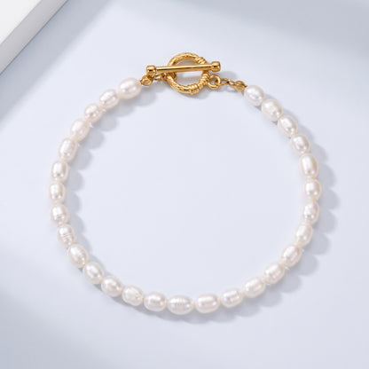 Camille Pearl Toggle Gold Bracelet