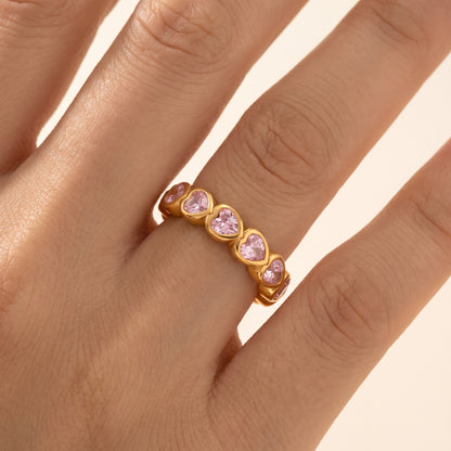 Camille Pink Heart Gold Ring