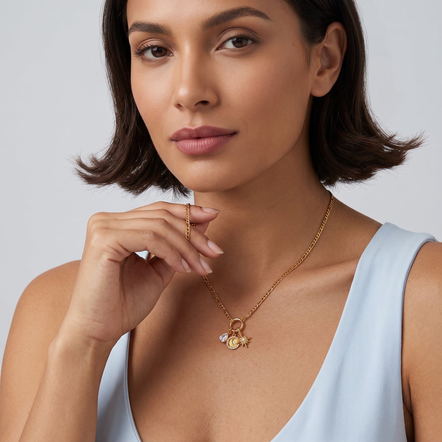 Flavia Tennis Charm & Starburst Gold Necklace - Joie d’Or