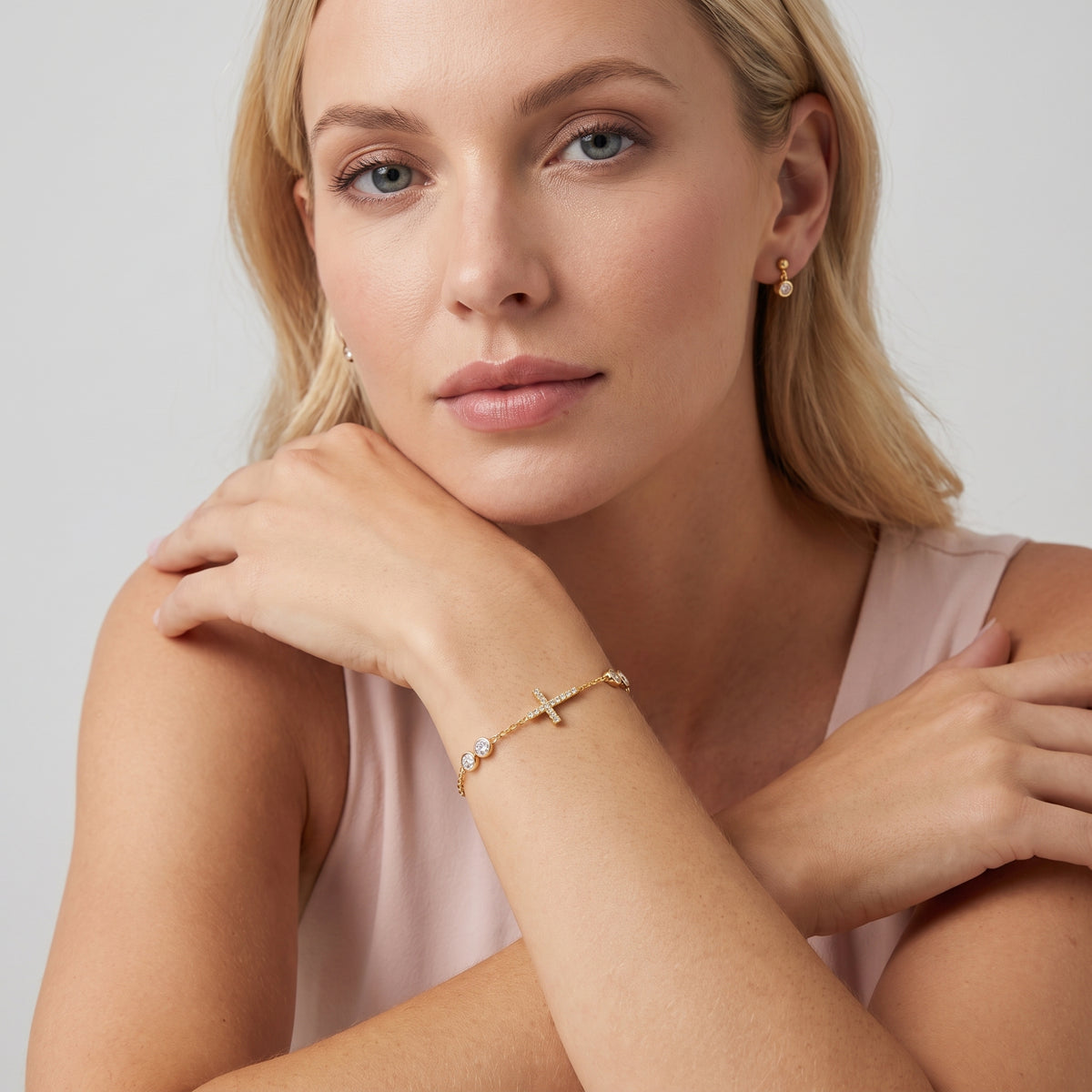 Giulia Sideways Cross Gold Bracelet
