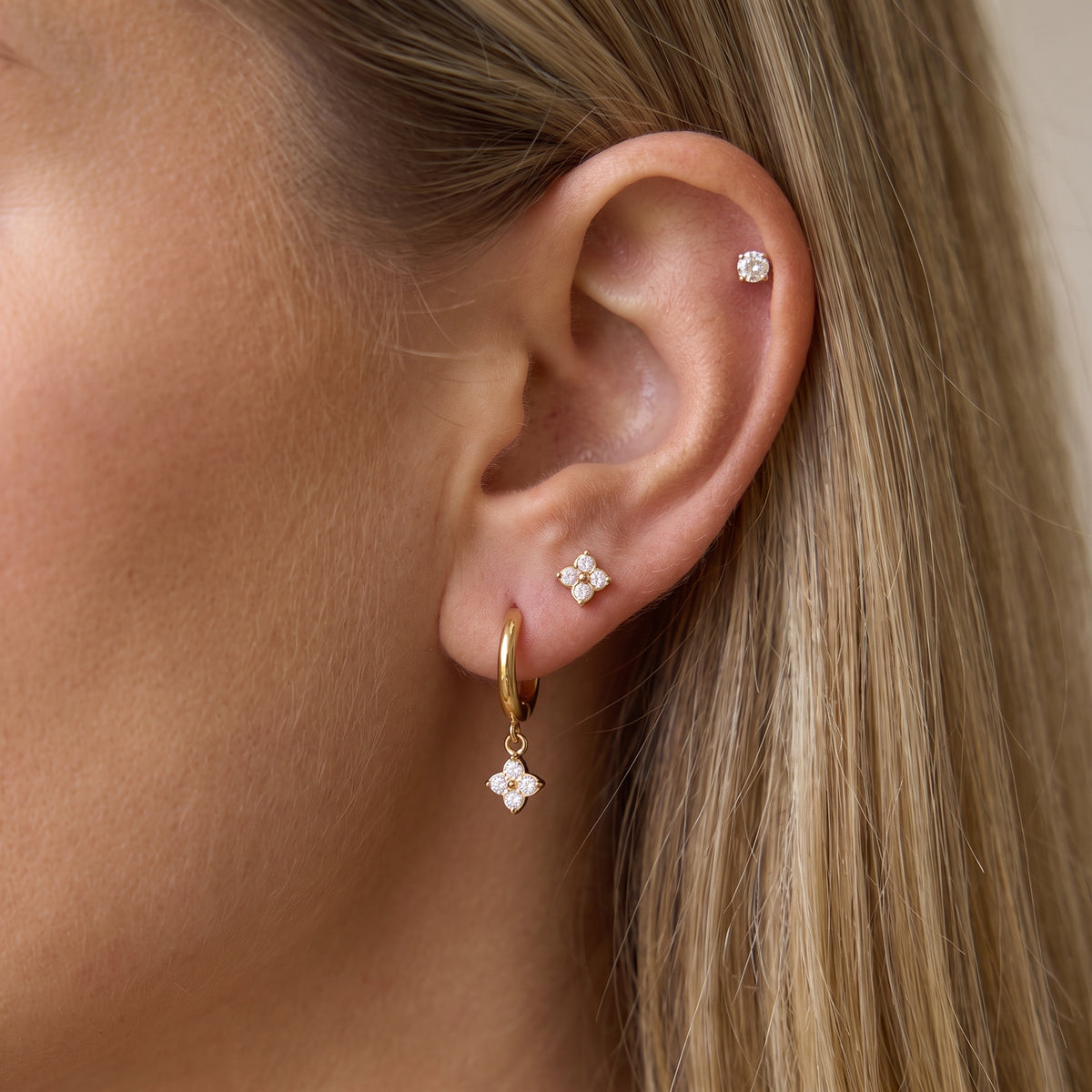 Fleur Clover Trio Gold Earrings - Joie d’Or