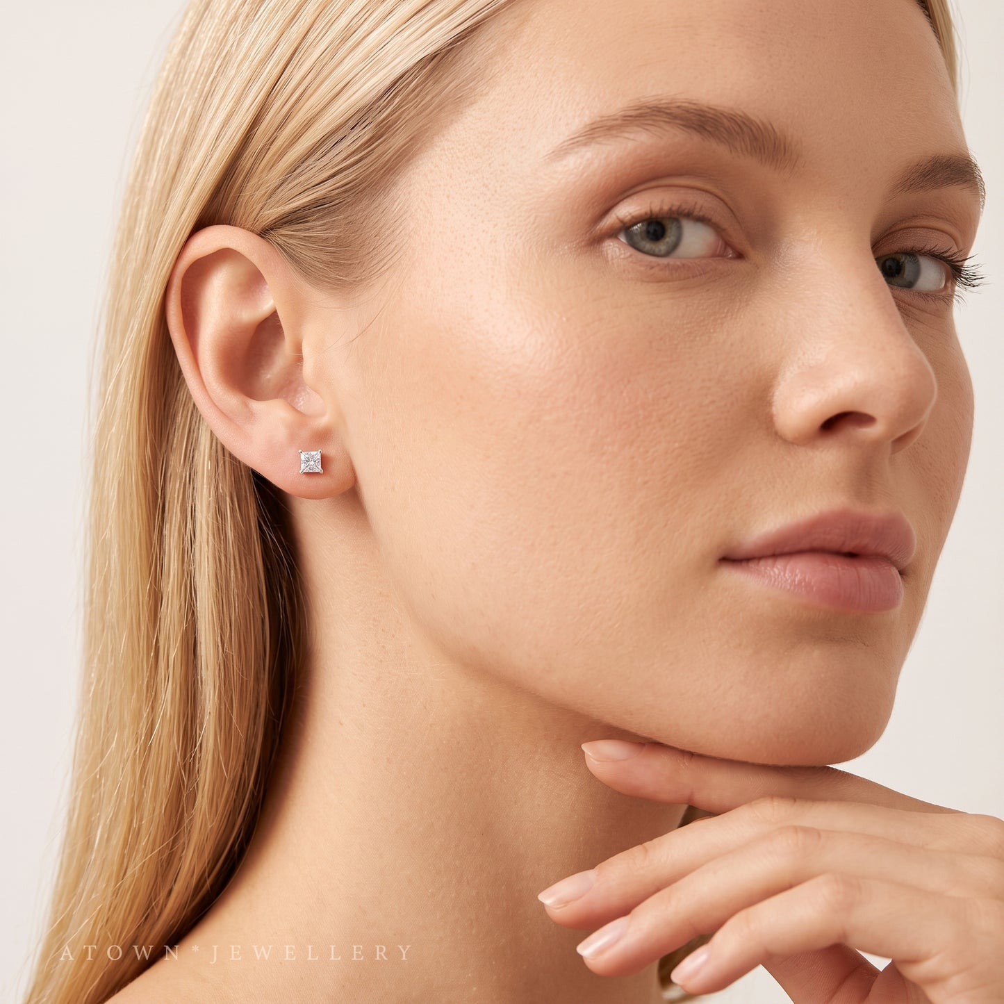 Chloe Dainty Square Zircon White Studs - Joie d’Or