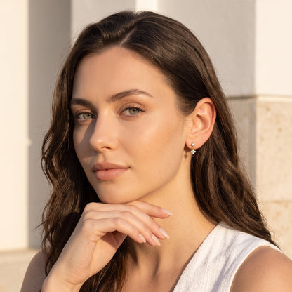 Astrid Four-Petal Crystal Drop Gold Earrings - Joie d’Or