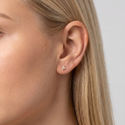 Agathe Four-Petal Crystal Flower Gold Earrings - Joie d’Or