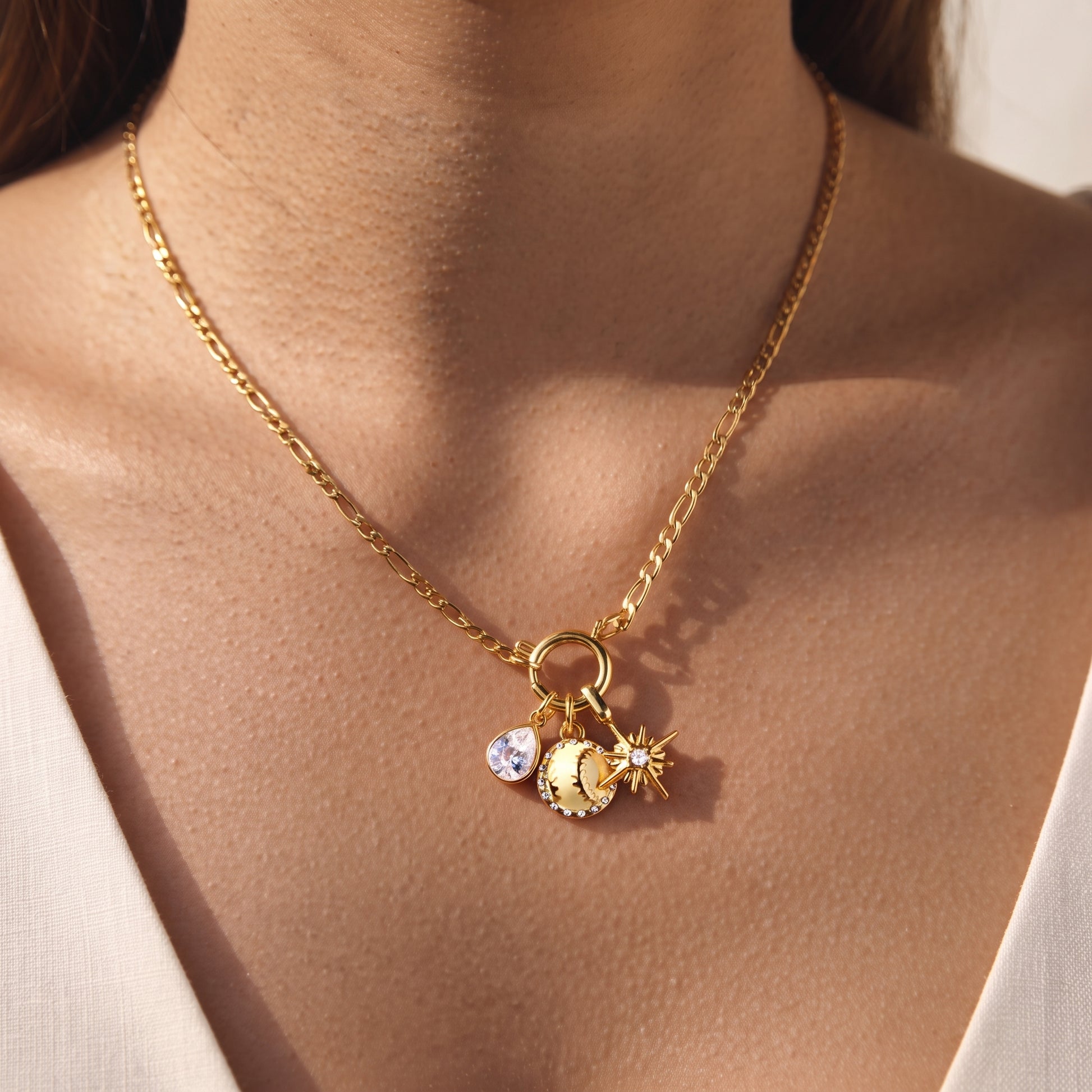 Flavia Tennis Charm & Starburst Gold Necklace - Joie d’Or