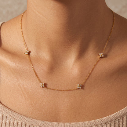 Agathe Four-Petal Floral Gold Necklace - Joie d’Or
