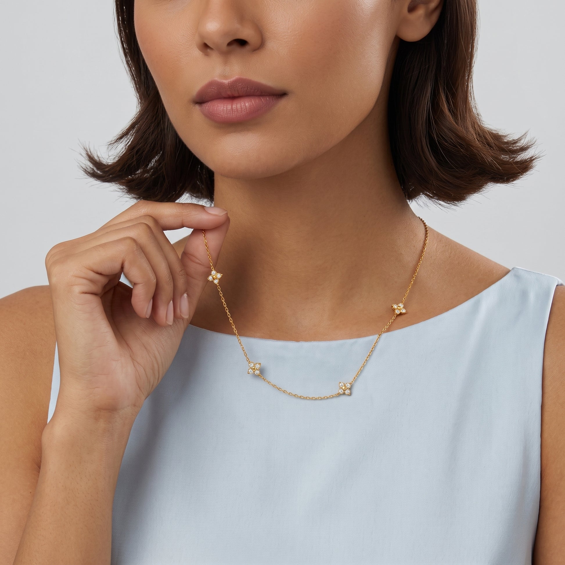Agathe Four-Petal Floral Gold Necklace - Joie d’Or