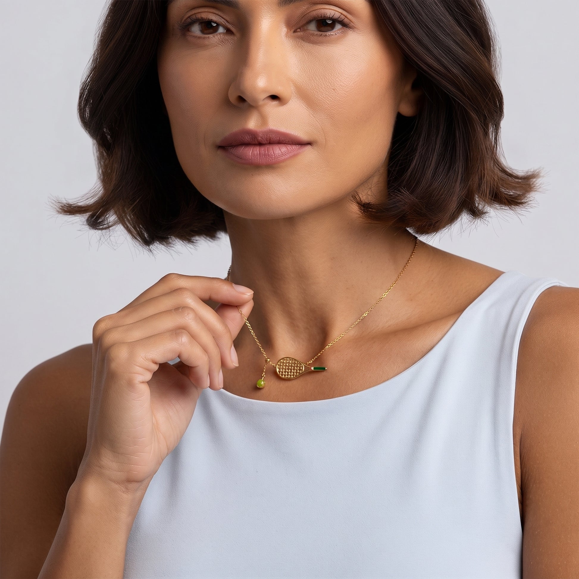 Helena Gold Tennis Ball & Racket Necklace - Joie d’Or