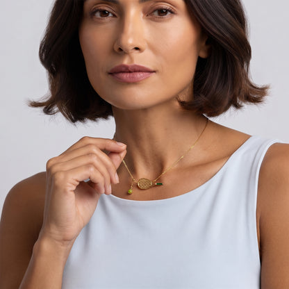 Helena Gold Tennis Ball & Racket Necklace - Joie d’Or
