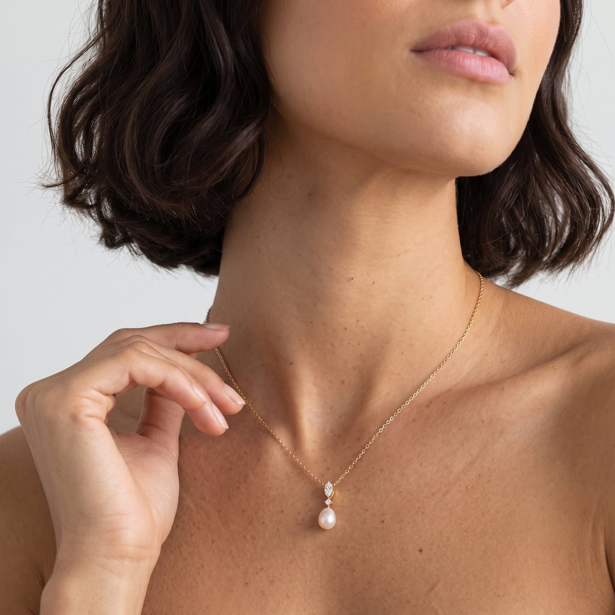 Emilia Marquise Pearl Gold Necklace