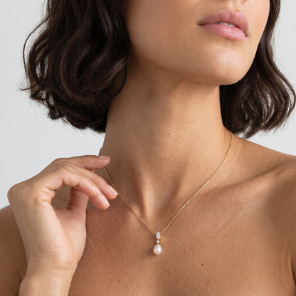 Emilia Marquise Pearl Gold Necklace
