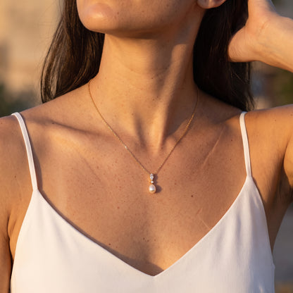 Emilia Marquise Pearl Gold Necklace