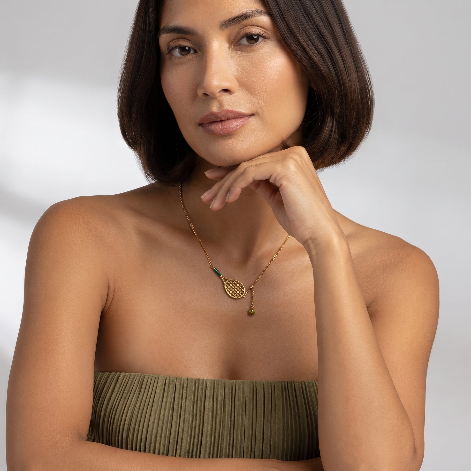 Helena Gold Tennis Ball & Racket Necklace - Joie d’Or