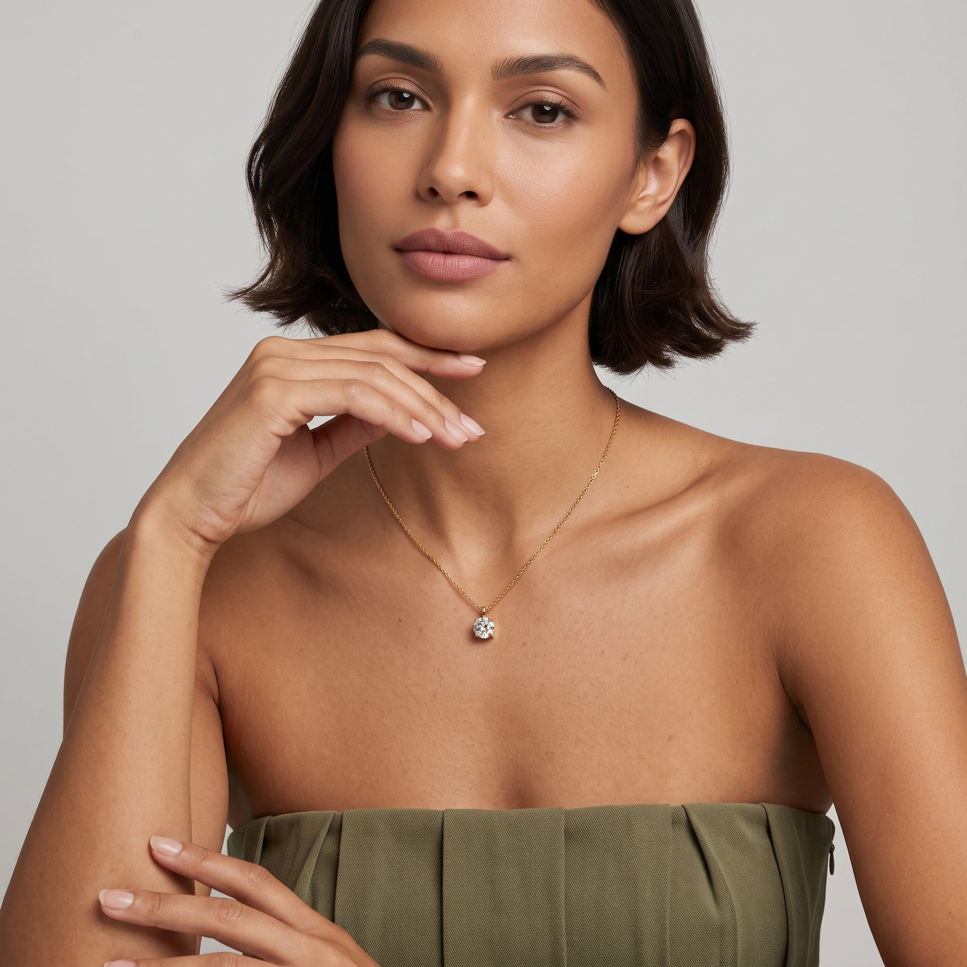 Elise Elegant Round Zircon Solitaire Necklace - Joie d’Or