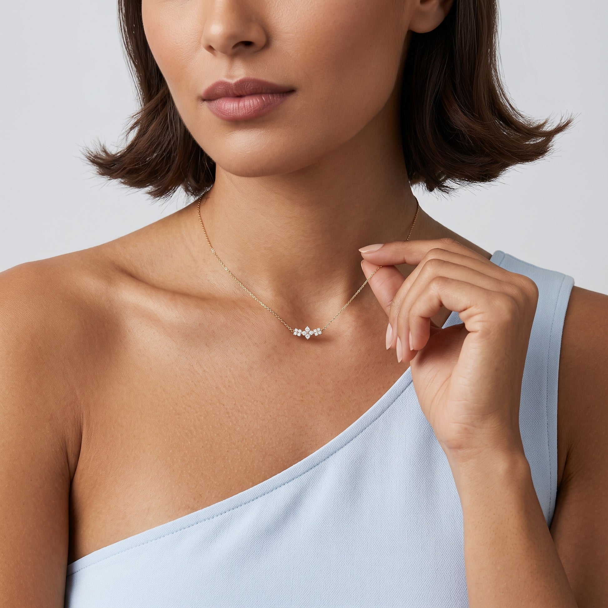 Annette Crystal Floral Bar Gold Necklace - Joie d’Or