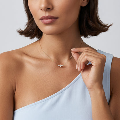 Annette Crystal Floral Bar Gold Necklace - Joie d’Or